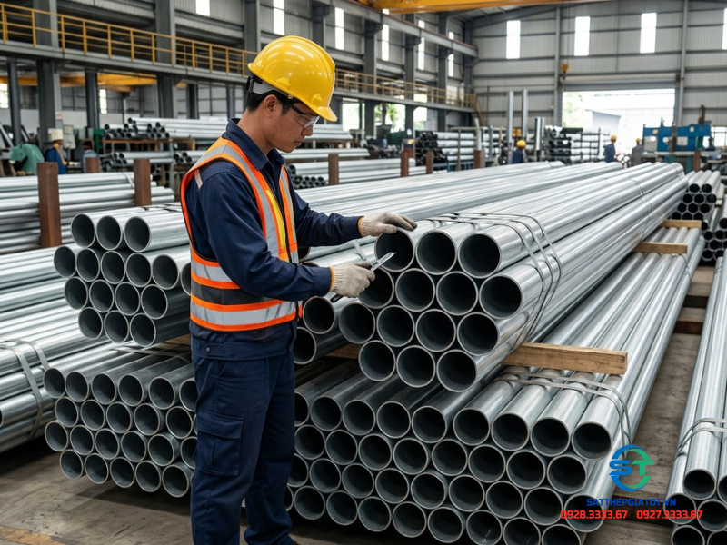 Ống thép mạ kẽm nhúng nóng Hòa Phát chính hãng xếp kho