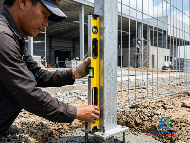 Quy trình thi công lắp đặt hàng rào lưới thép hàn mạ kẽm nhúng nóng