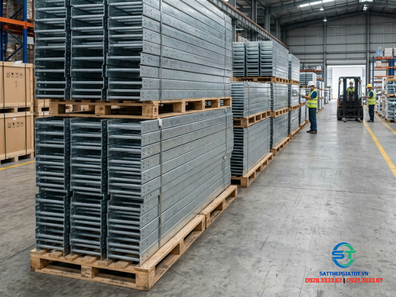 Thang cáp mạ kẽm nhúng nóng chất lượng cao xếp gọn trong kho