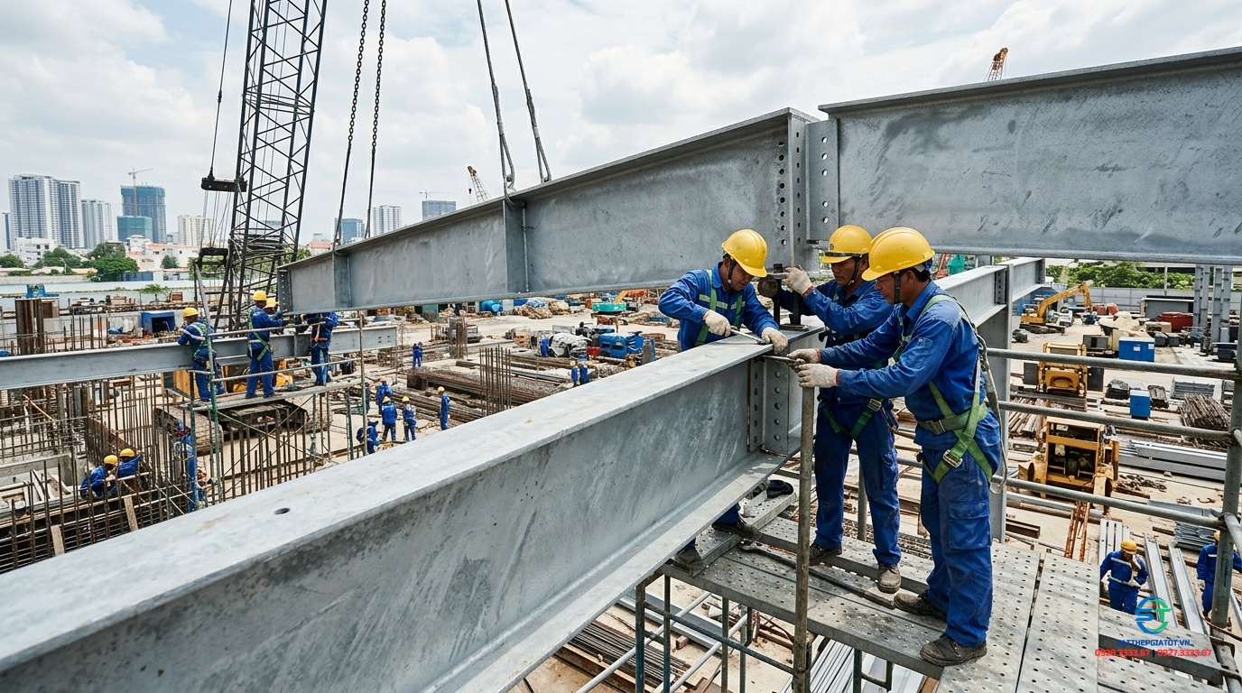 Thép mạ kẽm nhúng nóng trong công trình xây dựng công nghiệp