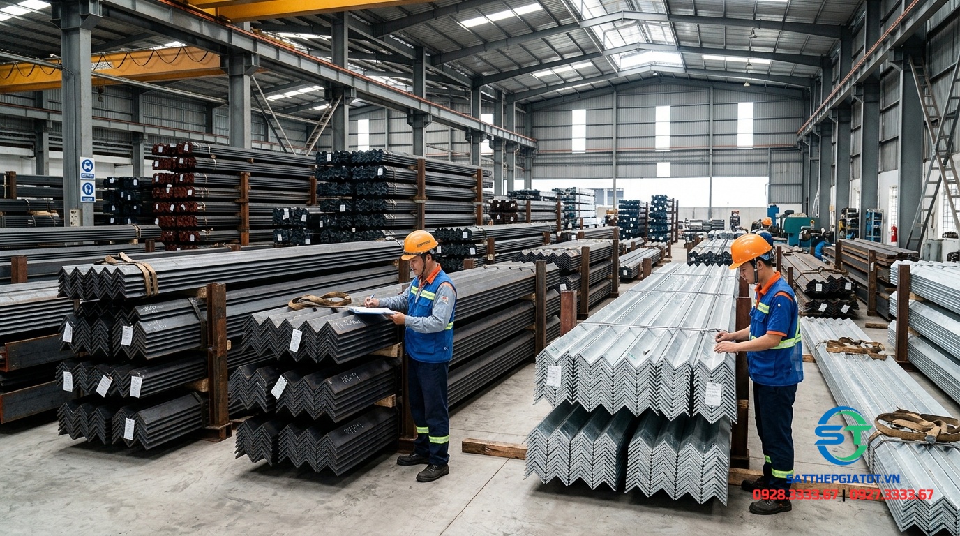 Bó thép hình V và sắt V mạ kẽm nhúng nóng lưu kho tại Kim Khí Vina